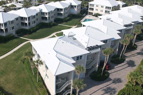 Apartment condos aerial view of roof